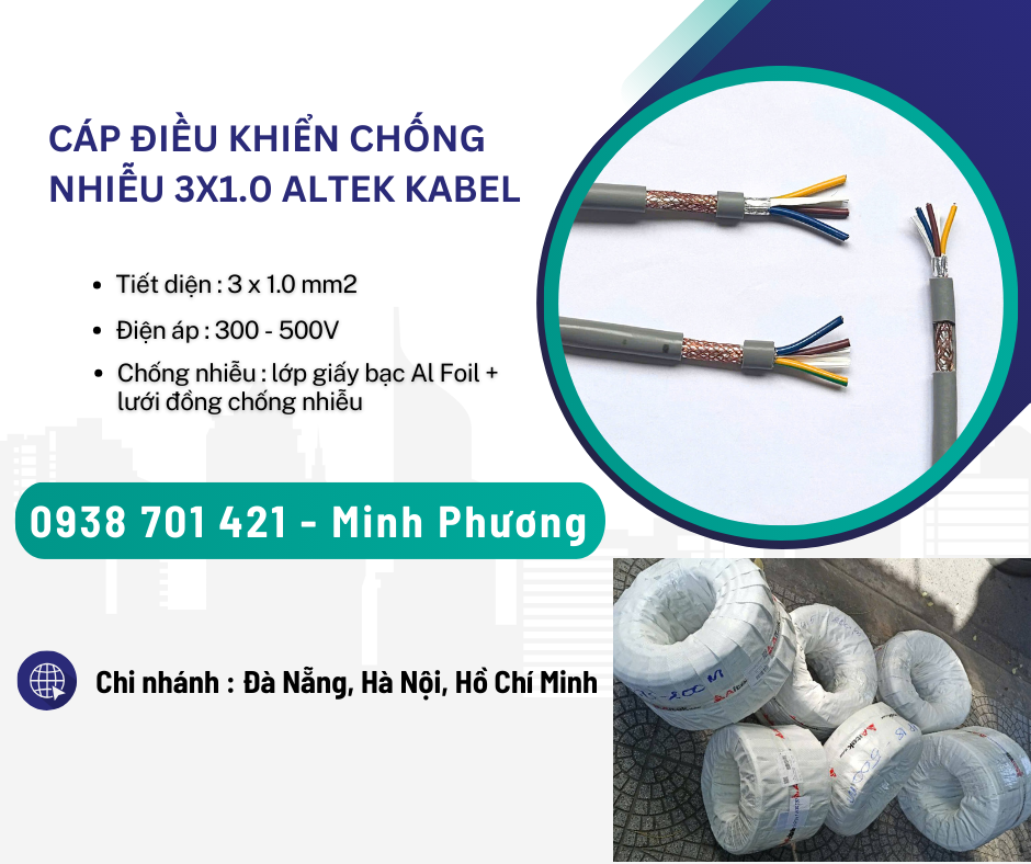 Cáp điều khiển chống nhiễu 3x1.0 Quãng Bình, Quảng Nam, Thanh Hóa